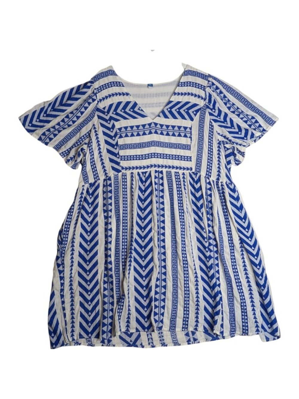 Old Navy V-Neck Blue & White Swing Dress Plus Size XXL Cotton Blend - Picture 2 of 12